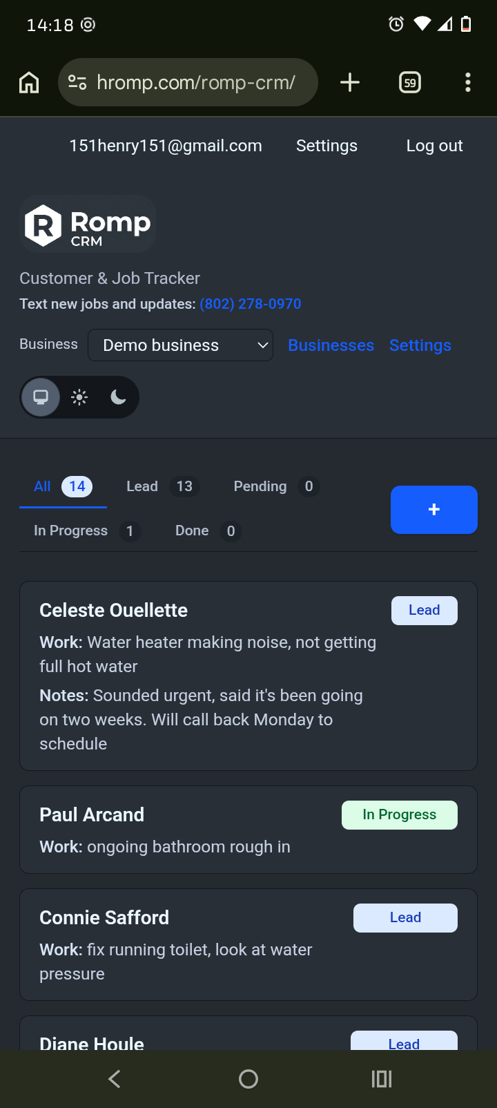 Romp CRM screenshot 1